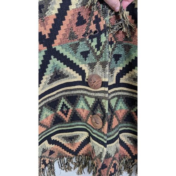 Southwestern Tapestry Blanket Cardigan Jacket Sweater - Size Medium Vintage - Picture 4 of 16